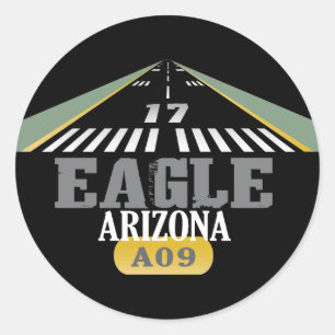 Pegatina Redonda Aeropuerto Eagle, AZ A09