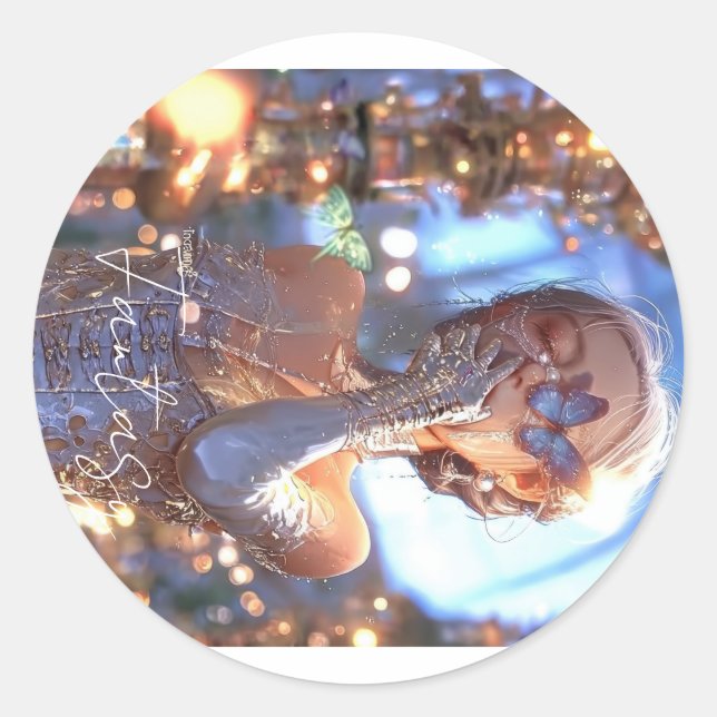 Pegatina Redonda Aesthetic / Dark Fantasy Girl (Anverso)