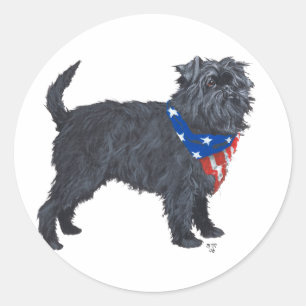 Pegatina Redonda Affenpinscher Patriótico
