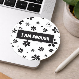Pegatina Redonda Affirmation Sticker | Black Floral Motivational