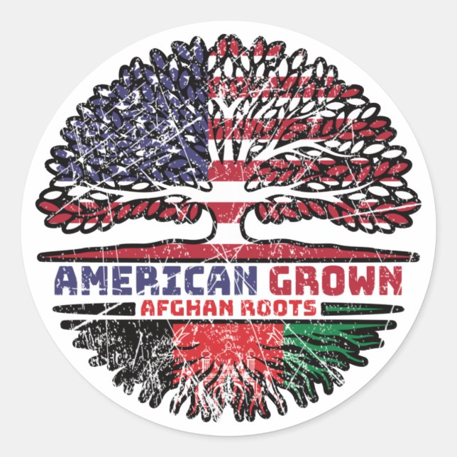 Pegatina Redonda Afganistán Estados Unidos de América afgano Estado (Anverso)