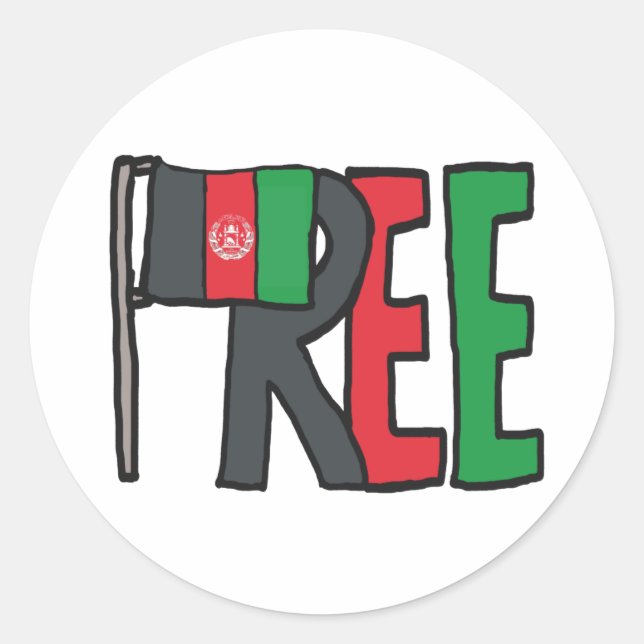 Pegatina Redonda Afganistán libre (Anverso)