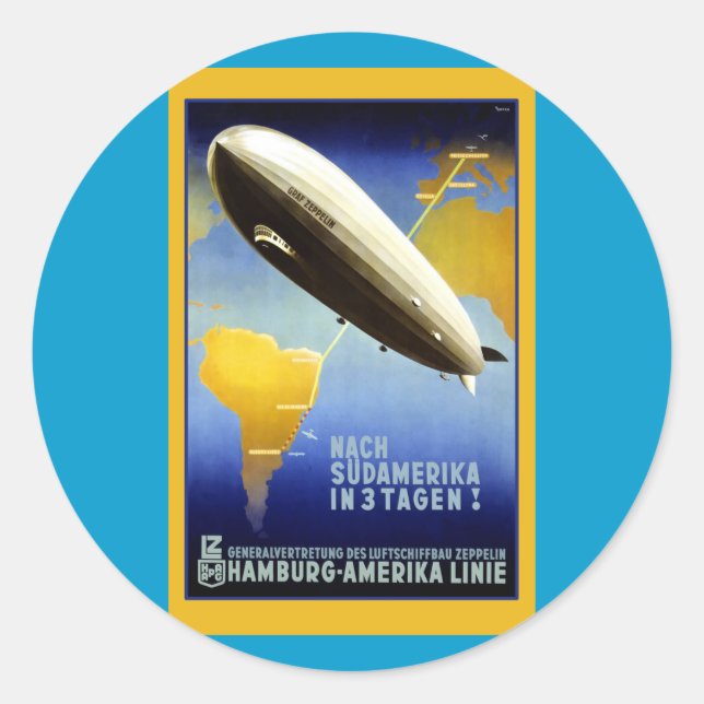 Pegatina Redonda Afiche vintage de un material distintivo (Anverso)