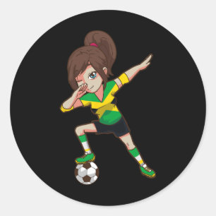 Pegatina Redonda Aficionada al fútbol Jamaica Bandera jamaicana chi