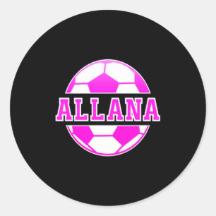Pegatina Redonda Aficionada Deporte Fútbol Femenino Nombre Allana 