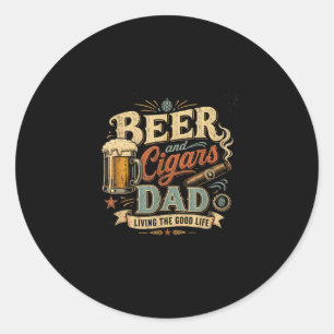Pegatina Redonda Aficionado a la cerveza y cigarros papá gráfico re