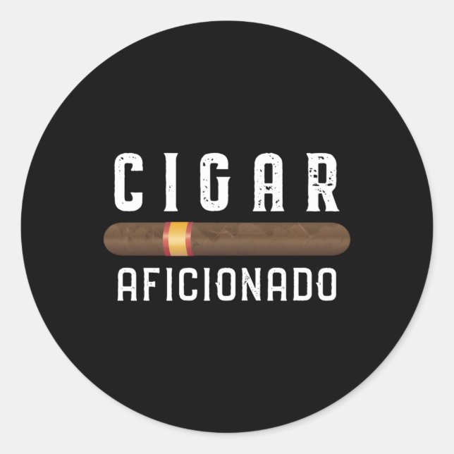 Pegatina Redonda Aficionado al tabaco Rolling al tabaco (Anverso)