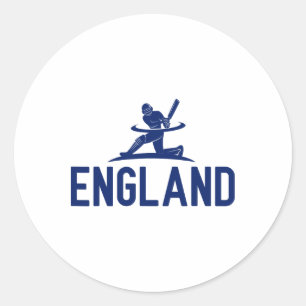 Pegatina Redonda Aficionado de críquet de Inglaterra. Hombres