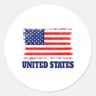 Pegatina Redonda Aficionado de Fútbol de Usa 2022 Bandera de Usa Pa