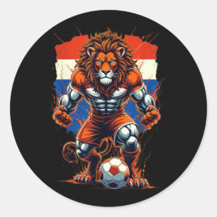 Pegatina Redonda Aficionado de fútbol soccer holandés arte vintage 