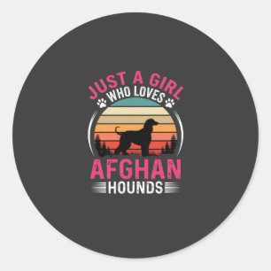 Pegatina Redonda Aficionado de los perros galgos afganos atardecer