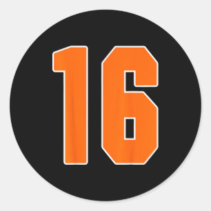 Pegatina Redonda Aficionado de Orange Sports Número 16 Jersey Unifo