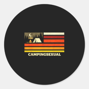 Pegatina Redonda Aficionado divertido del camping bandera retro hog