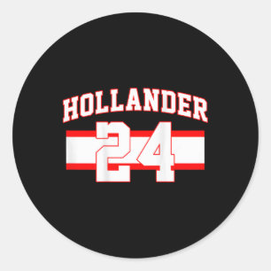 Pegatina Redonda Aficionado Hollander Hockey 24 Estilo Nombre Númer