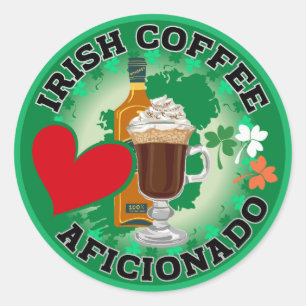 Pegatina Redonda Aficionados al café irlandés.