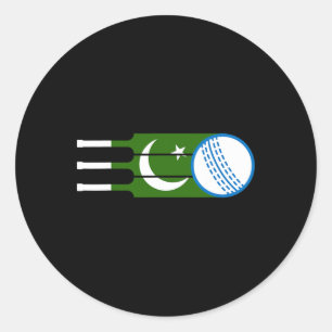 Pegatina Redonda Aficionados al críquet jugador de críquet pakistan