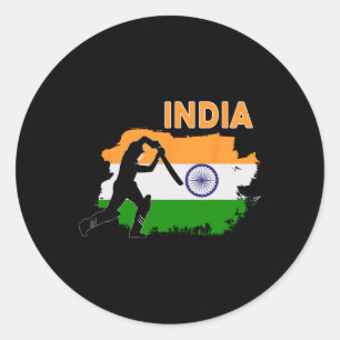 Pegatina Redonda Aficionados del críquet de la India Aficionados de