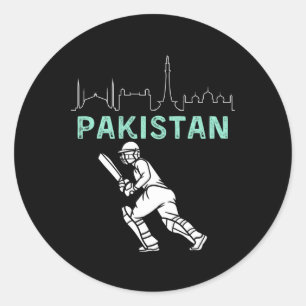 Pegatina Redonda Aficionados del equipo de cricket de Pakistán Isla