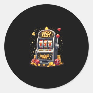 Pegatina Redonda Aficionados del juego de Las Vegas Máquina tragape