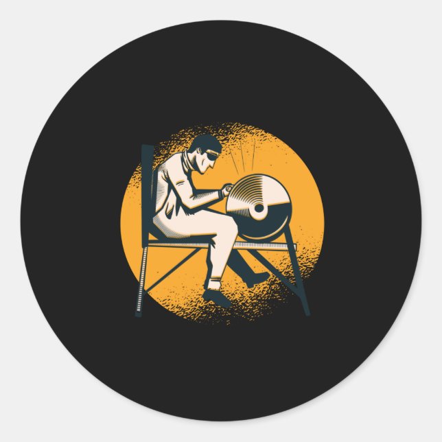 Pegatina Redonda Afilamiento de cuchillos (Anverso)