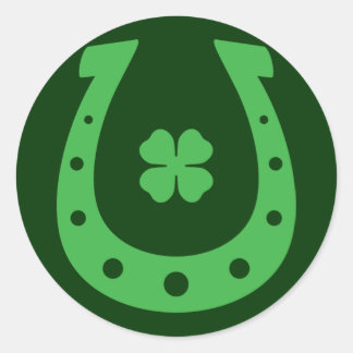 Pegatina Redonda Afortunada Horseshoe