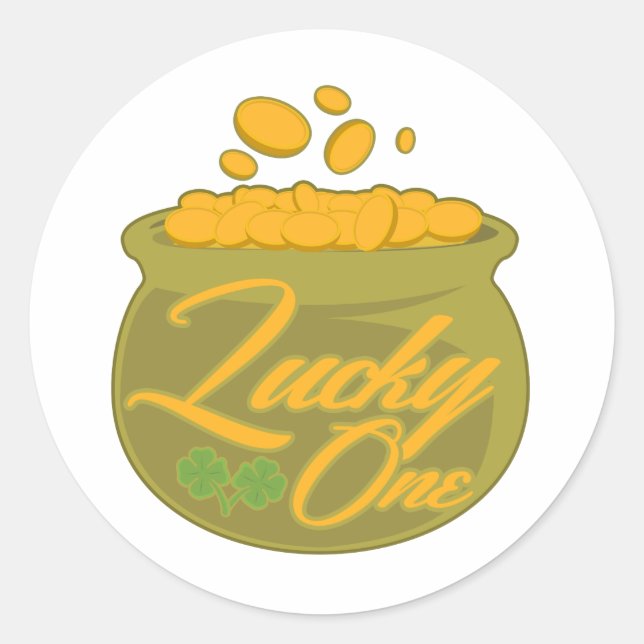 Pegatina Redonda Afortunado (Anverso)