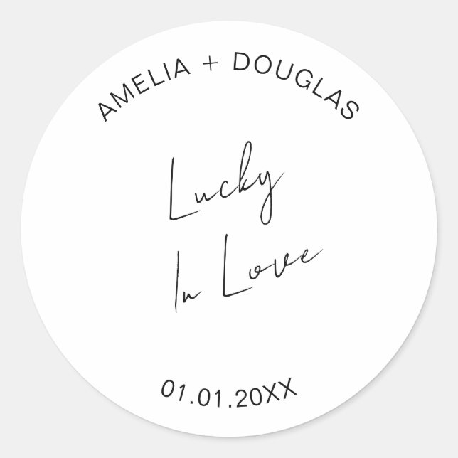 Pegatina Redonda Afortunado En El Amor El Regalo De La Bolsa De La  (Anverso)