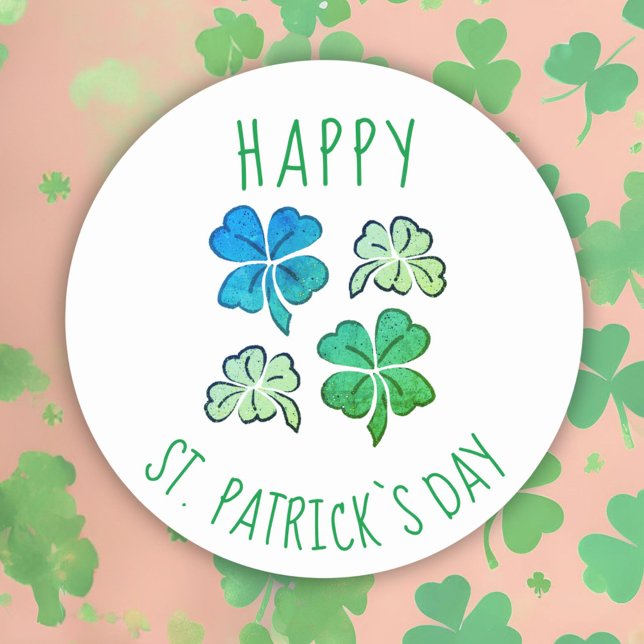 Pegatina Redonda Afortunado Shamrock Clover Feliz Día de San Patric (Subido por el creador)