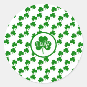 Pegatina Redonda Afortunado trébol de Saint Patrick