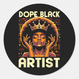 Pegatina Redonda Afr: Artista negro de narcóticos profesor de arte