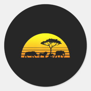 Pegatina Redonda África Elefante Rinoceronte Kenia Namibia Tanzania