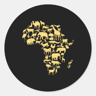 Pegatina Redonda Africa Map Animals Melanin African Black History M