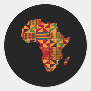 Pegatina Redonda Africa Map Kente para African