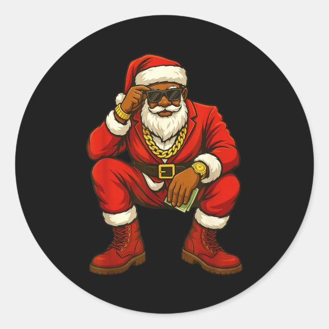 Pegatina Redonda African American Christmas Funny African American  (Anverso)