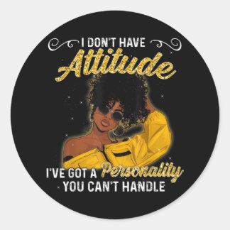 Pegatina Redonda African American Melanin Queen Black Girl Magic Af