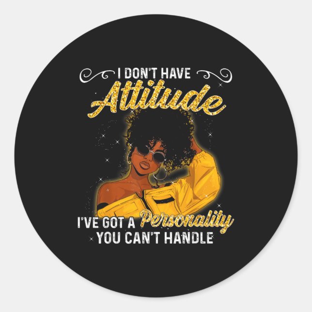 Pegatina Redonda African American Melanin Queen Black Girl Magic Af (Anverso)