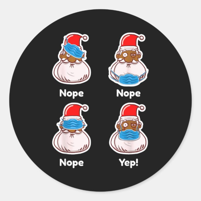 Pegatina Redonda African American Santa Claus Matching Christmas Pa (Anverso)