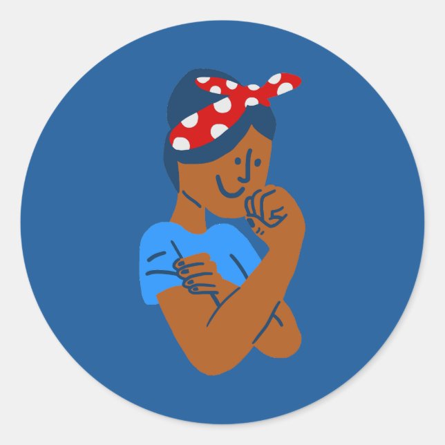 Pegatina Redonda african black rosie the riveter rockabilly retro  (Anverso)