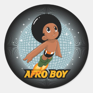 Pegatina Redonda Afro Boy