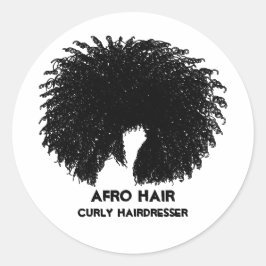 Pegatina Redonda Afro de pelo negro rizado