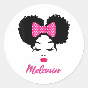 Pegatina Redonda Afro Diva Rosa Limpen Tiburón Chica Negro Espuma m