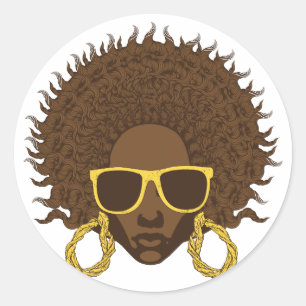 Pegatina Redonda Afro Guay