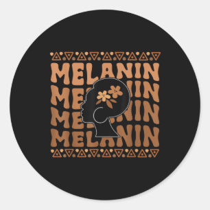 Pegatina Redonda Afroafro de mujeres negras ama a la melanina afroa