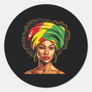 Pegatina Redonda Afroamericanas Chica negra historia lunar