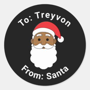Pegatina Redonda Afroamericano de Santa Personalidad Navidad Negro