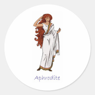 Pegatina Redonda Afrodita - Diosa griega