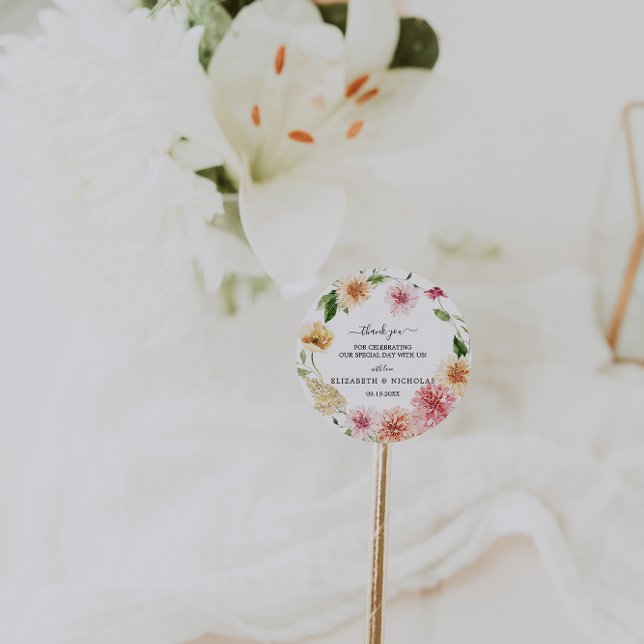 Pegatina Redonda Afterglow Floral Garden | Wedding Favor (Subido por el creador)