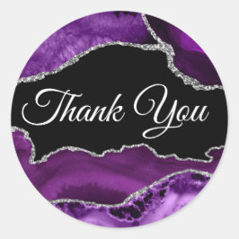 Pegatina Redonda Agante morado y plateado gracias