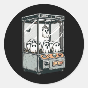 Pegatina Redonda Agarra Una Máquina De Fantasma Arcade Funny Hallow