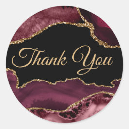 Pegatina Redonda Agate de Borgoña Gracias